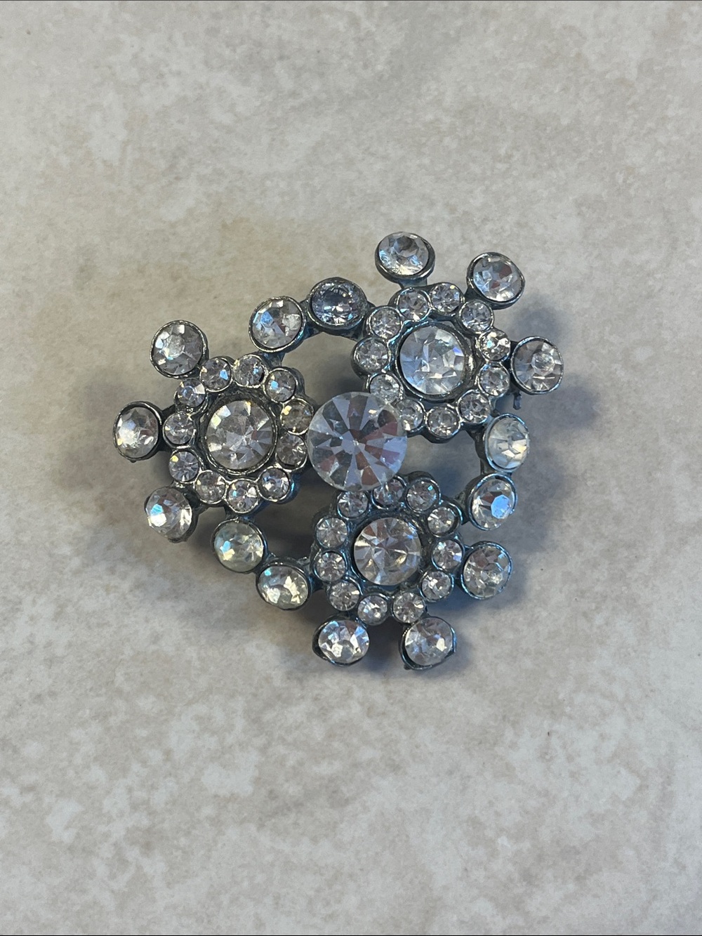 Rhinestoned Crystal Cluster Brooch